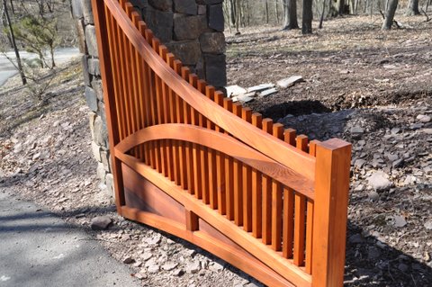 Custom Designed Wood Driveway Gate Open