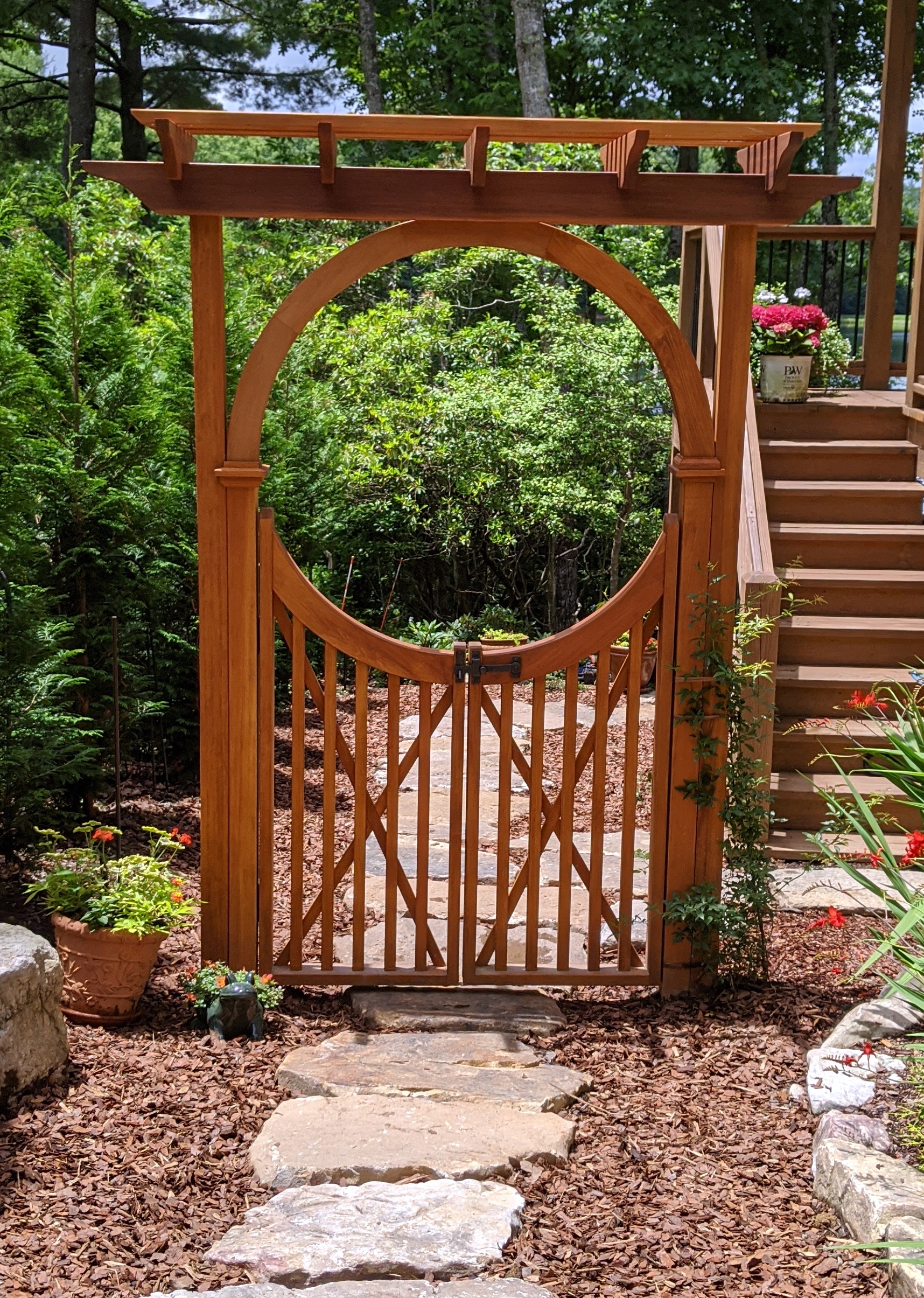 New England Pergola Arbor with spindle gate