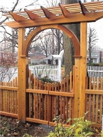 New England Pergola Arbor (5x5 frame) with optional pyramid picket gate