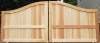 Solid Cedar Sag Harbor design driveway gate