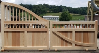 Unique customer designed wooden cedar driveway gate