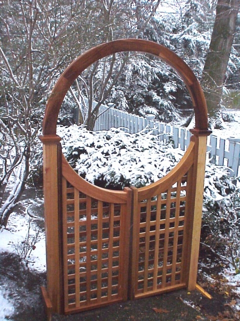 Wooden Cedar Arbor By New England Woodworks, Wooden Garden Arbors With Gates